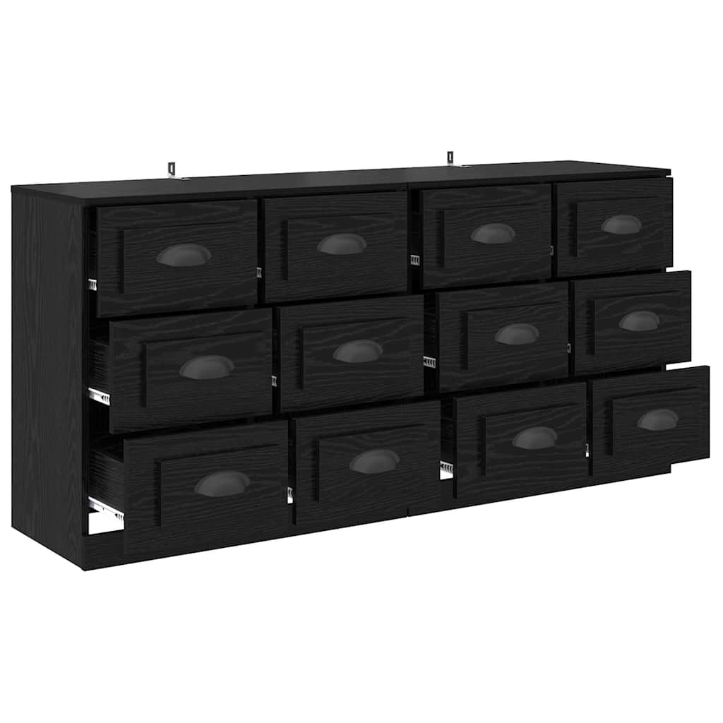 Buffets 2 pc Chêne noir 70 x 35,5 x 67,5 cm Bois d'ingénierie