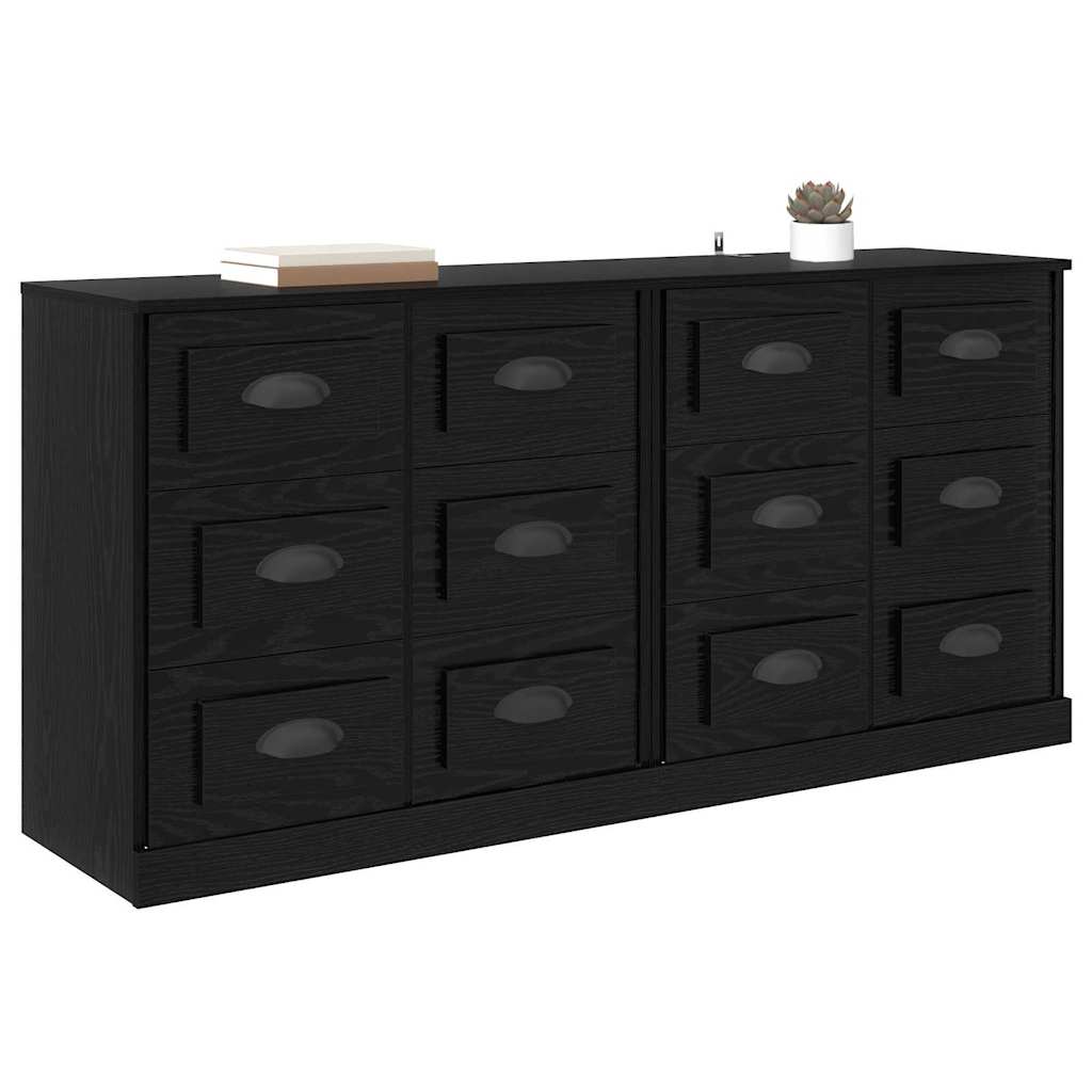 Buffets 2 pc Chêne noir 70 x 35,5 x 67,5 cm Bois d'ingénierie