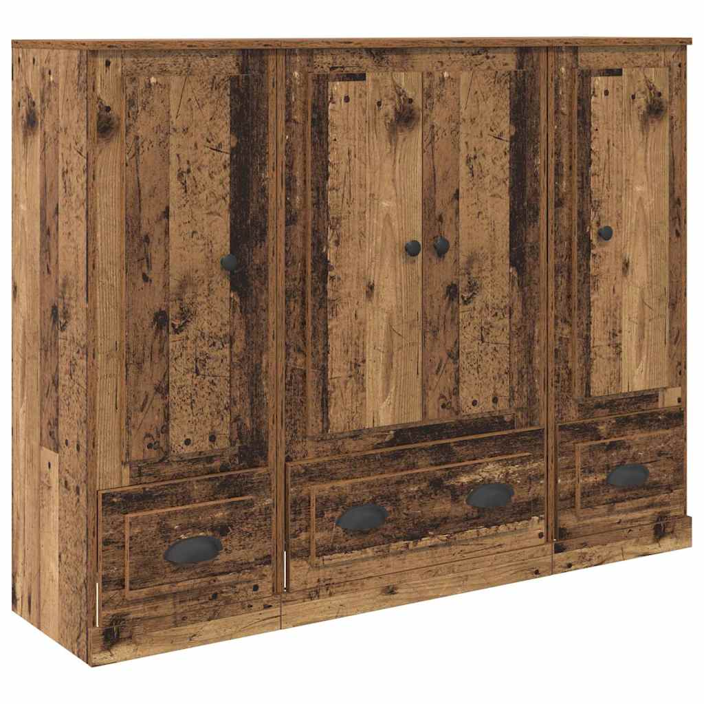 Haut Armoire avec tiroir 3 pcs Bois Ancien Bois d'ingénierie - XIOS