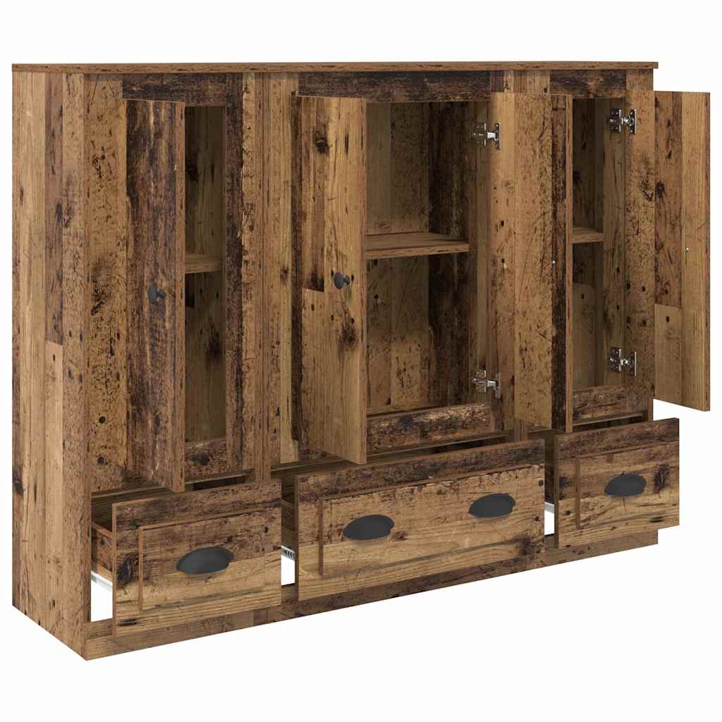 Haut Armoire avec tiroir 3 pcs Bois Ancien Bois d'ingénierie - XIOS