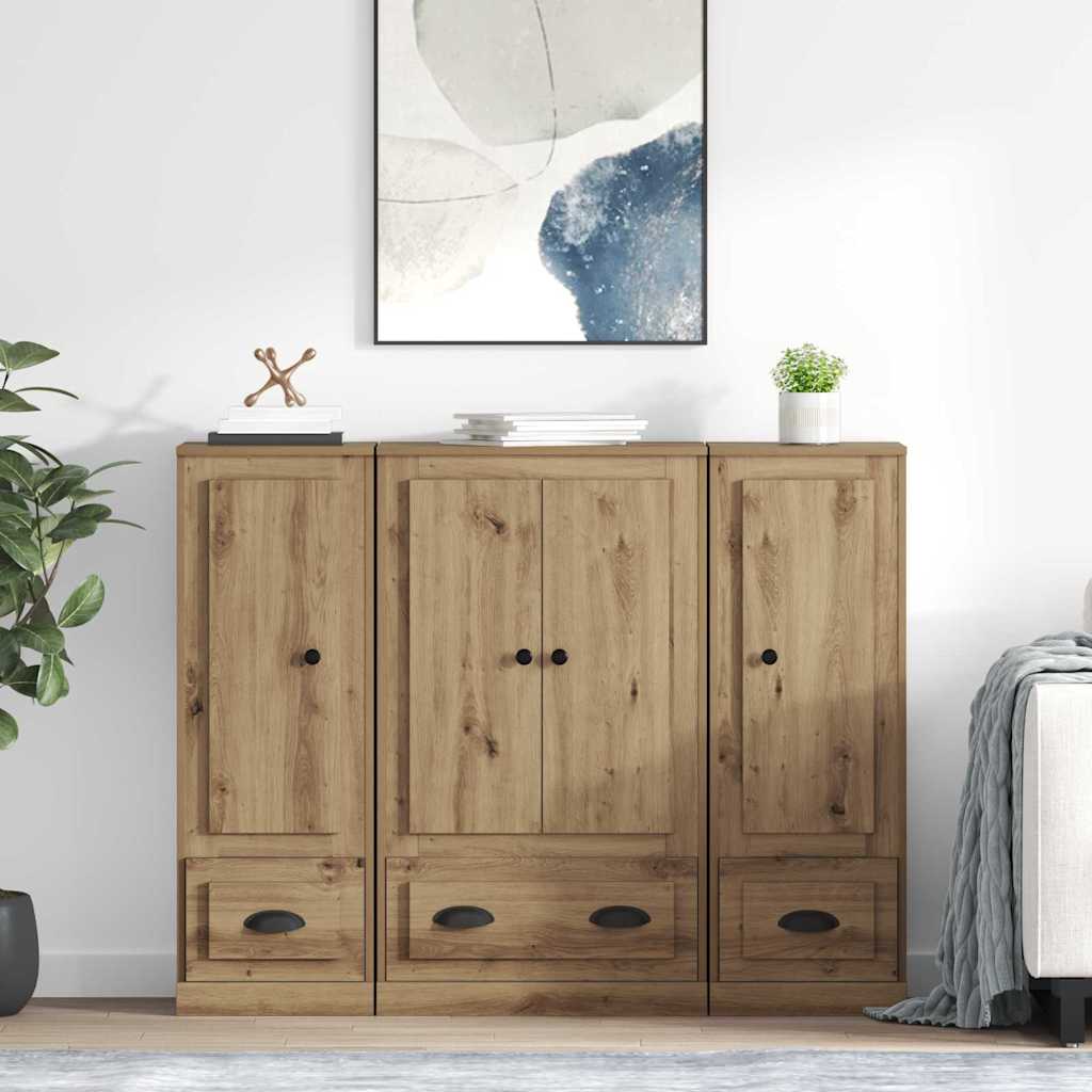 Haut Armoire 3 pcs Chêne artisanal Bois d'ingénierie - XIOS
