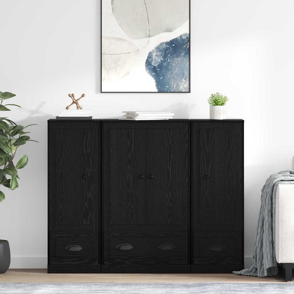 Buffet avec tiroir 3 pcs Chêne noir Bois d'ingénierie - XIOS