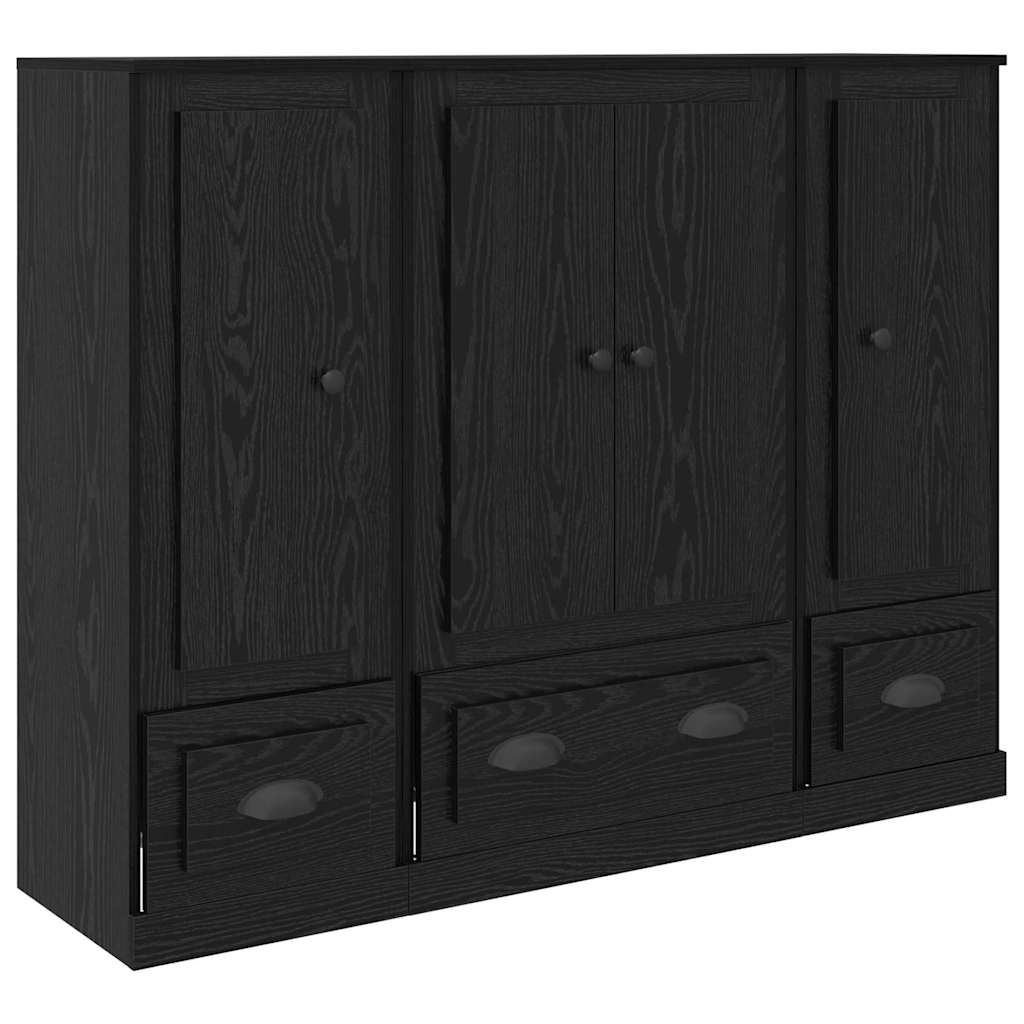 Buffet avec tiroir 3 pcs Chêne noir Bois d'ingénierie - XIOS