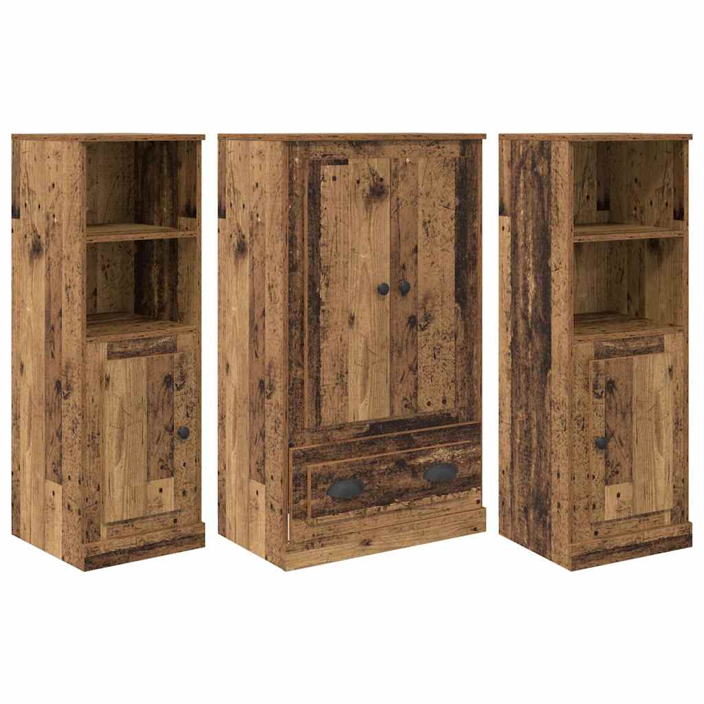 Haut Armoire avec tiroir 3 pcs Bois Ancien Bois d'ingénierie - XIOS