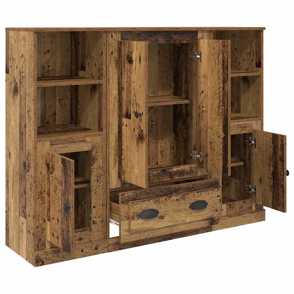 Haut Armoire avec tiroir 3 pcs Bois Ancien Bois d'ingénierie - XIOS