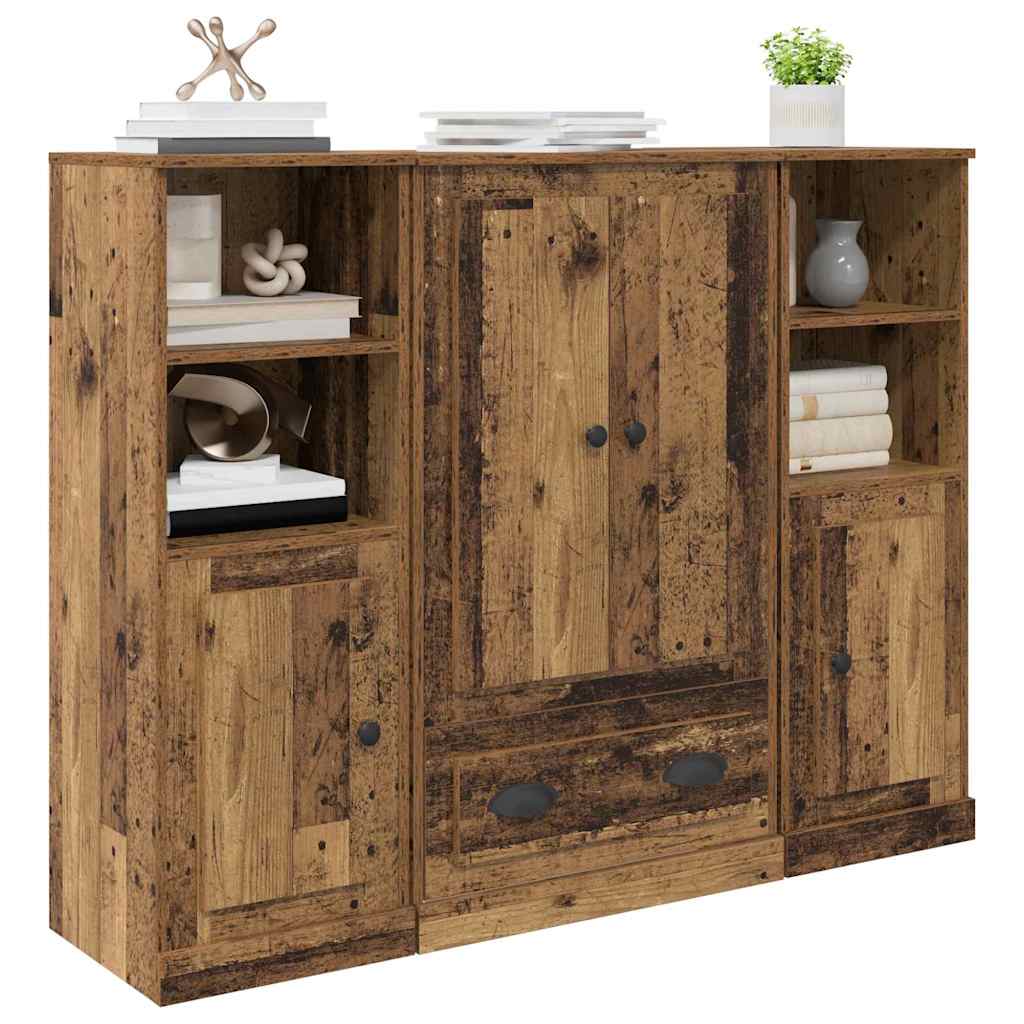 Haut Armoire avec tiroir 3 pcs Bois Ancien Bois d'ingénierie - XIOS