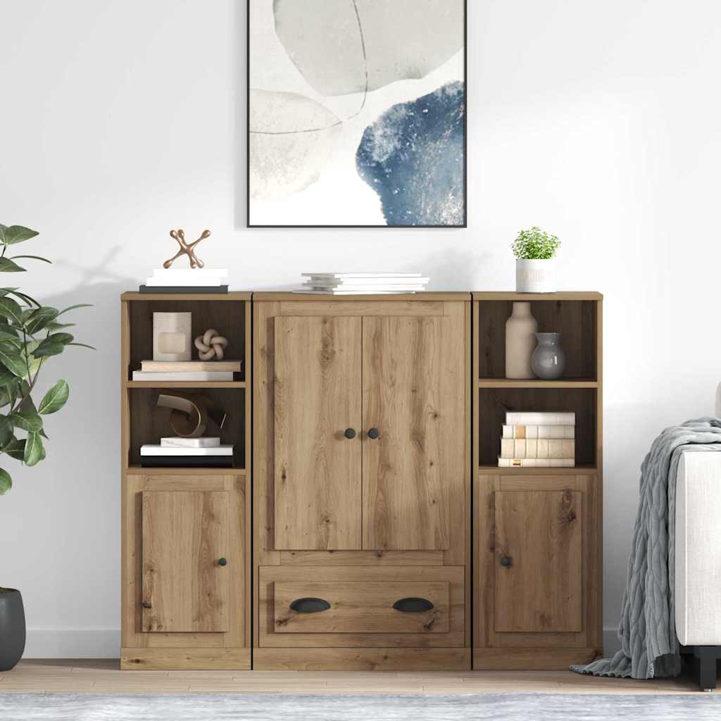Haut Armoire 3 pcs Chêne artisanal Bois d'ingénierie - XIOS