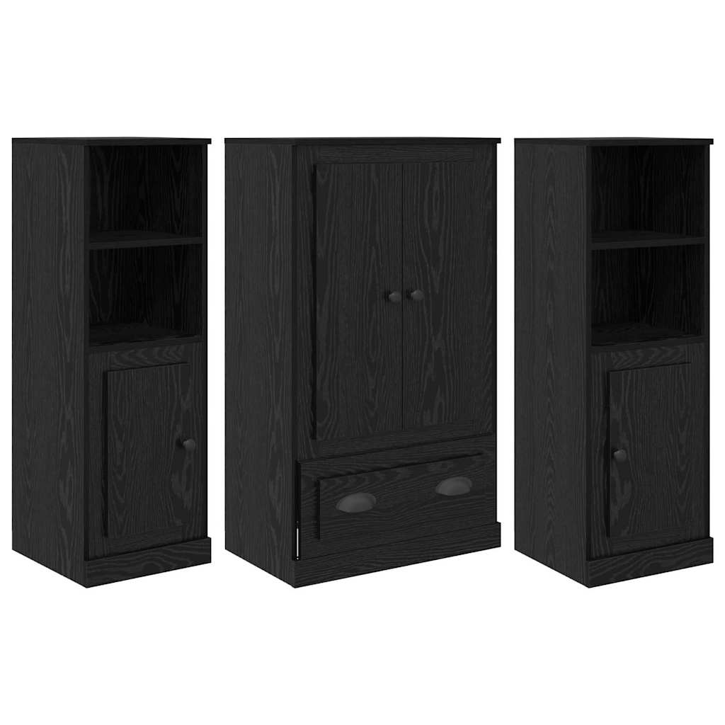 Haut Armoire avec tiroir 3 pcs Chêne noir Bois d'ingénierie - XIOS