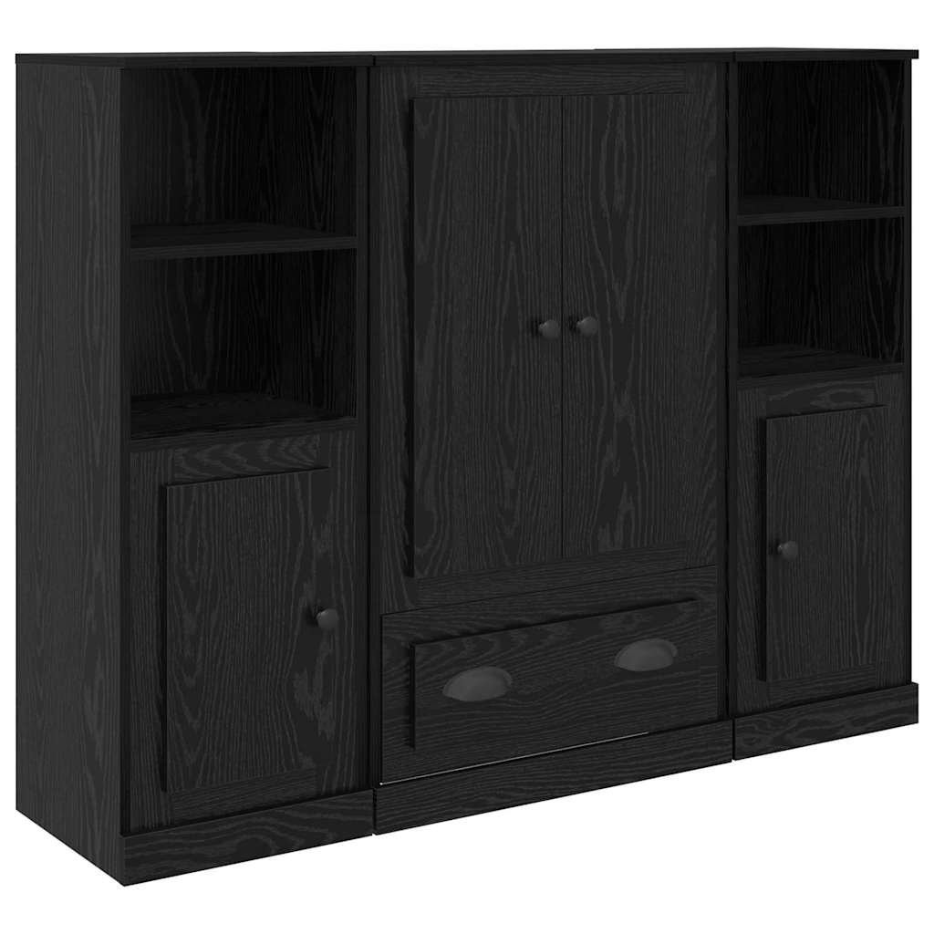 Haut Armoire avec tiroir 3 pcs Chêne noir Bois d'ingénierie - XIOS