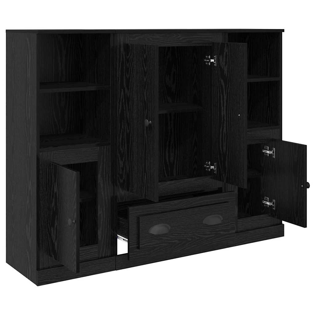 Haut Armoire avec tiroir 3 pcs Chêne noir Bois d'ingénierie - XIOS