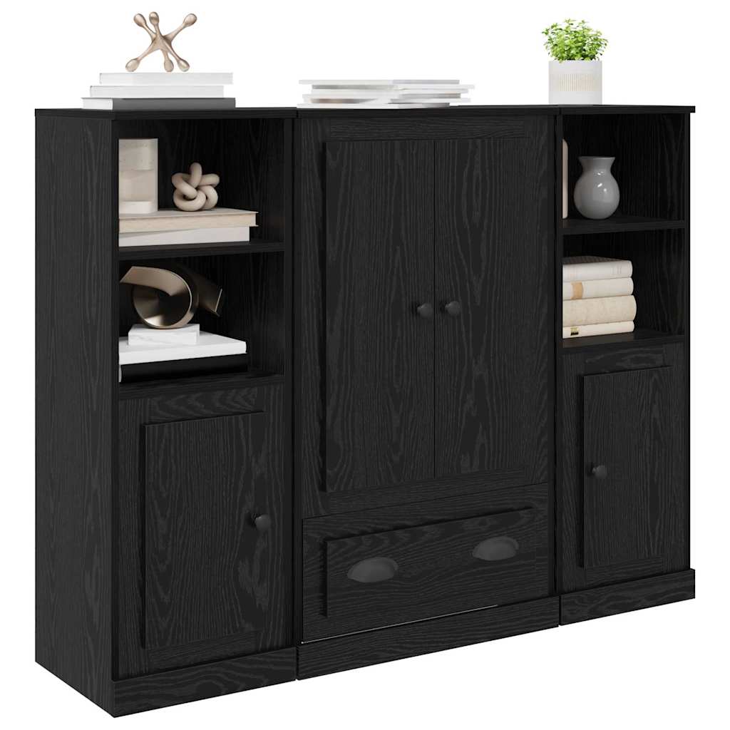 Haut Armoire avec tiroir 3 pcs Chêne noir Bois d'ingénierie - XIOS