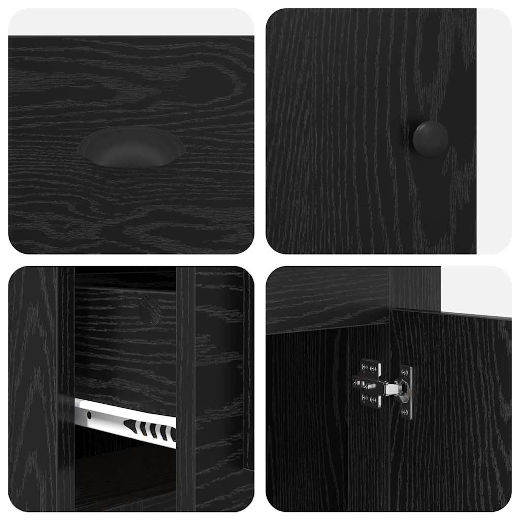 Bureau avec armoire Chêne noir Bois d'ingénierie