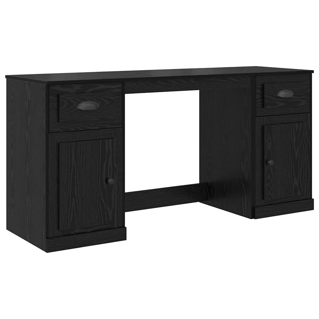 Bureau avec armoire Chêne noir Bois d'ingénierie