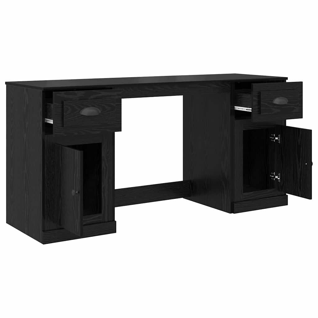 Bureau avec armoire Chêne noir Bois d'ingénierie
