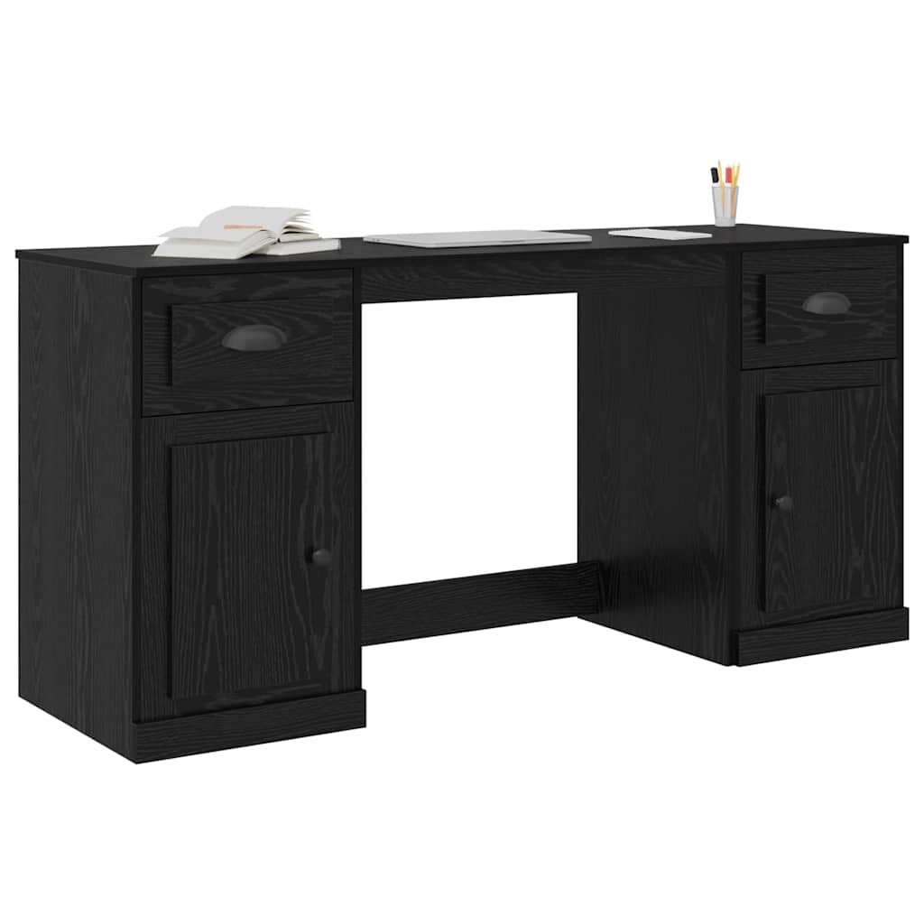 Bureau avec armoire Chêne noir Bois d'ingénierie