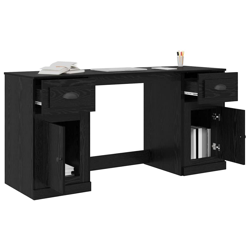 Bureau avec armoire Chêne noir Bois d'ingénierie
