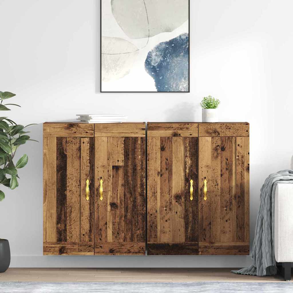 Meuble mural Montage mural 2 pcs Bois ancien 69,5 x 34 x 90 cm - XIOS