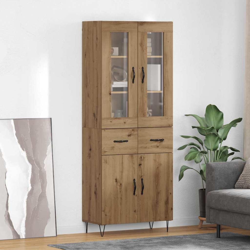 Haut Armoire avec tiroir Chêne artisanal 69,5 x 34 x 180 cm - XIOS