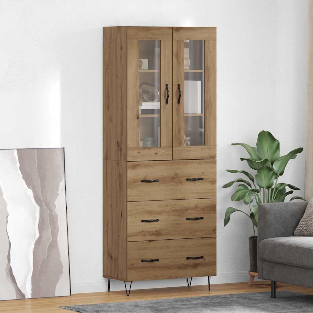 Haut Armoire avec tiroir Chêne artisanal 69,5 x 34 x 180 cm - XIOS