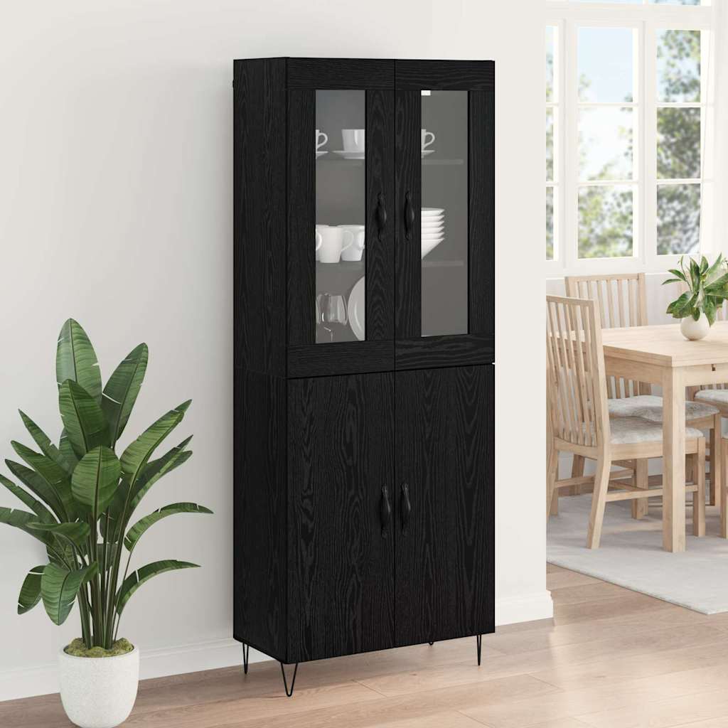 Haut Armoire Chêne blanc et noir 69,5 x 34 x 180 cm - XIOS