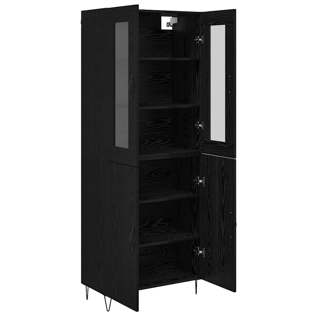 Haut Armoire Chêne blanc et noir 69,5 x 34 x 180 cm - XIOS