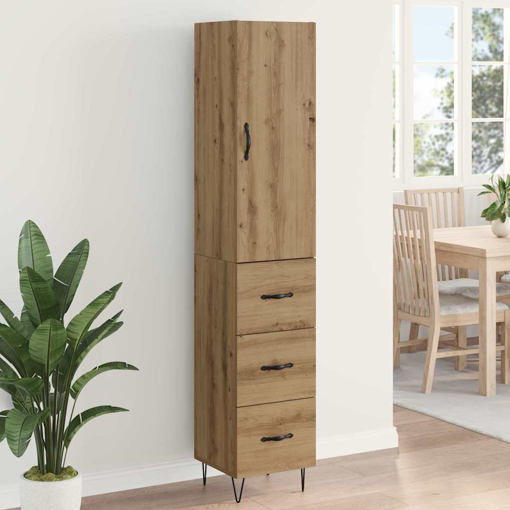 Haut Armoire avec tiroir Chêne artisanal 69,5 x 34 x 180 cm - XIOS