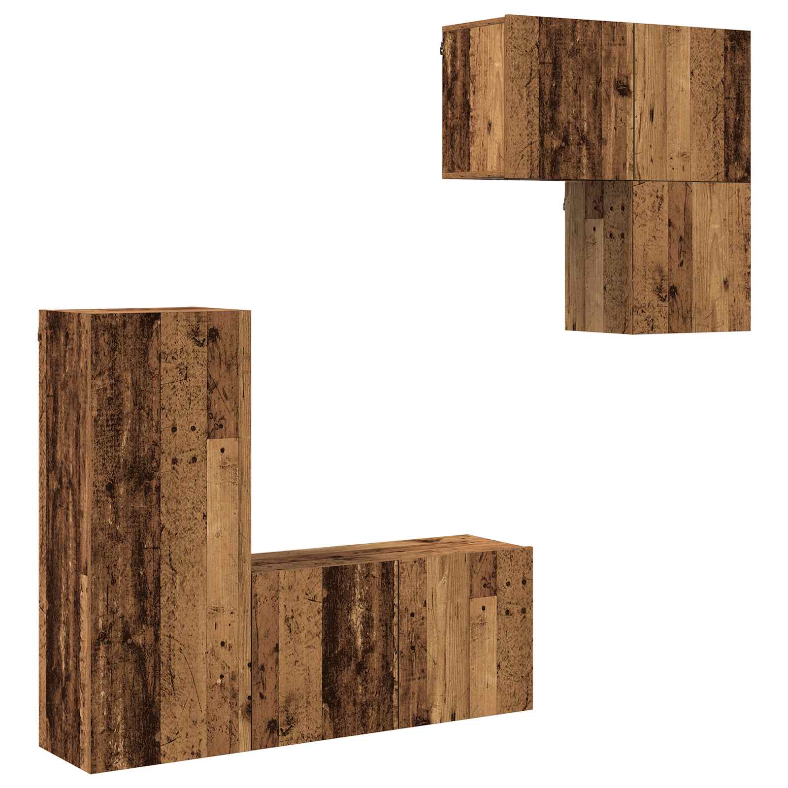 Meuble TV 4 pc Bois Ancien Bois d'ingénierie