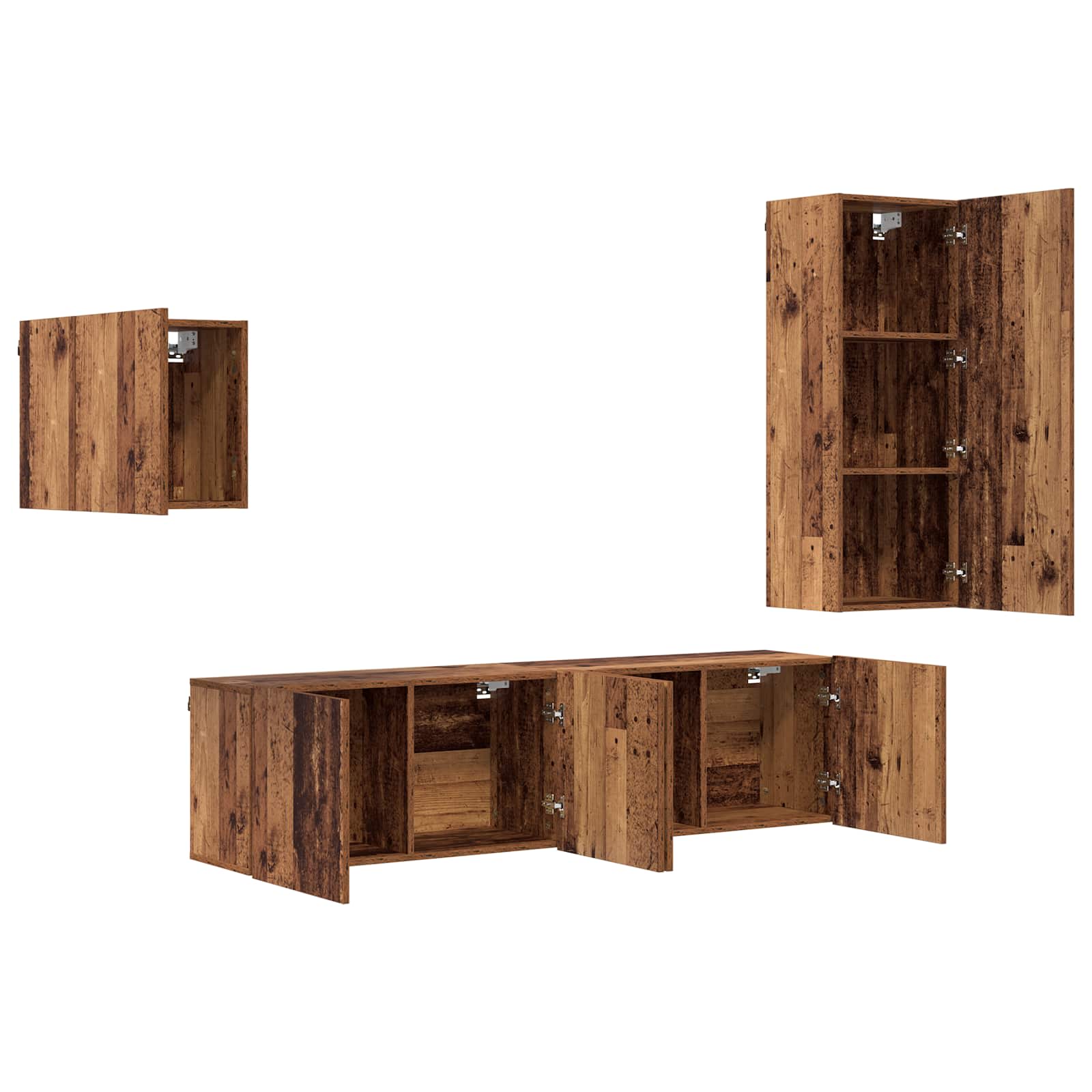 Meuble TV Montage mural 4 pcs Bois Ancien Bois d'ingénierie - XIOS