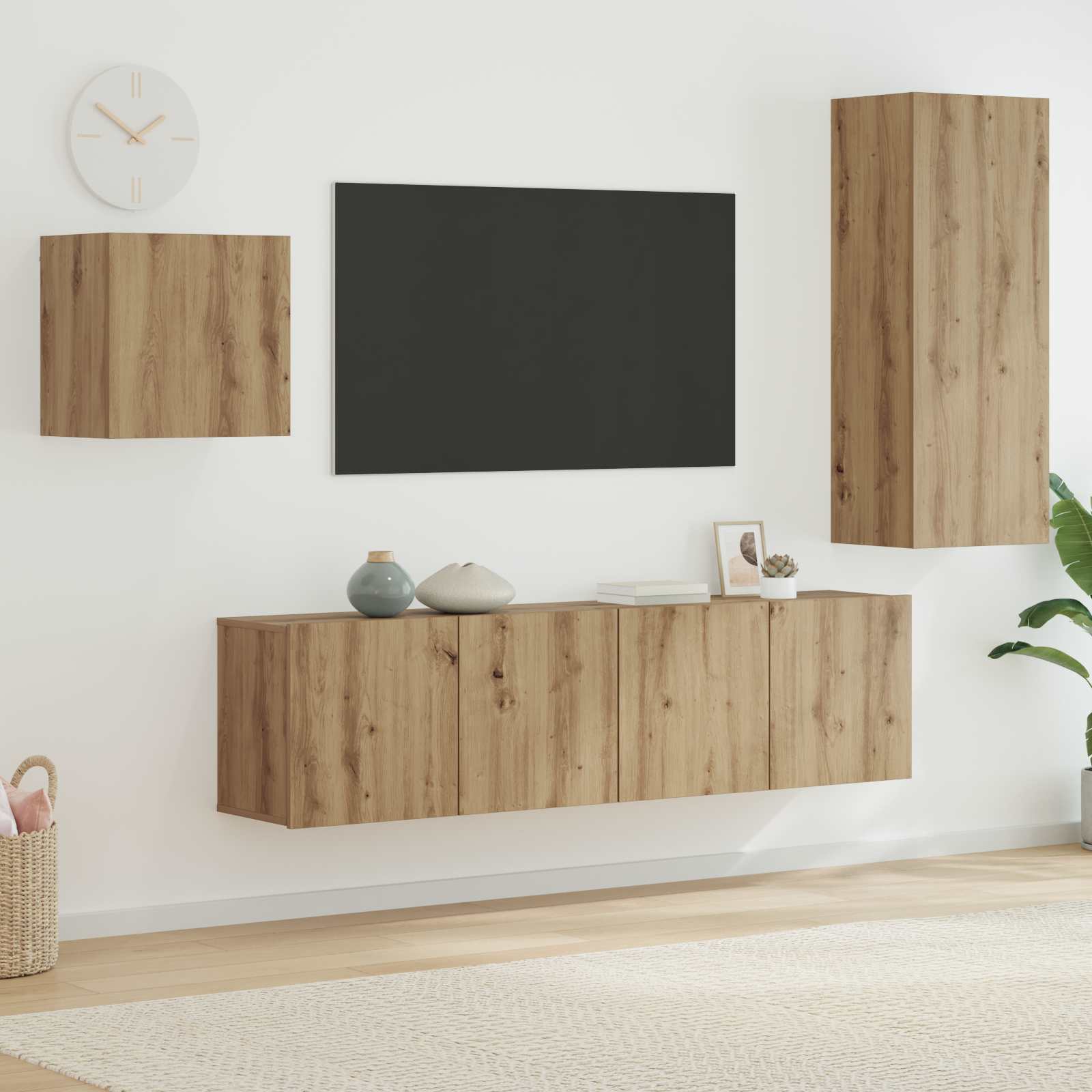 Meuble TV Montage mural 4 pcs Chêne artisanal Bois d'ingénierie - XIOS