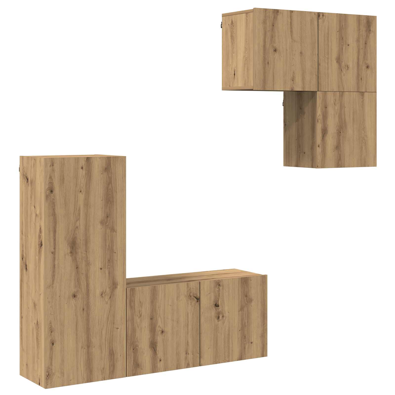 Meuble TV 4 pc Chêne artisanal Bois d'ingénierie