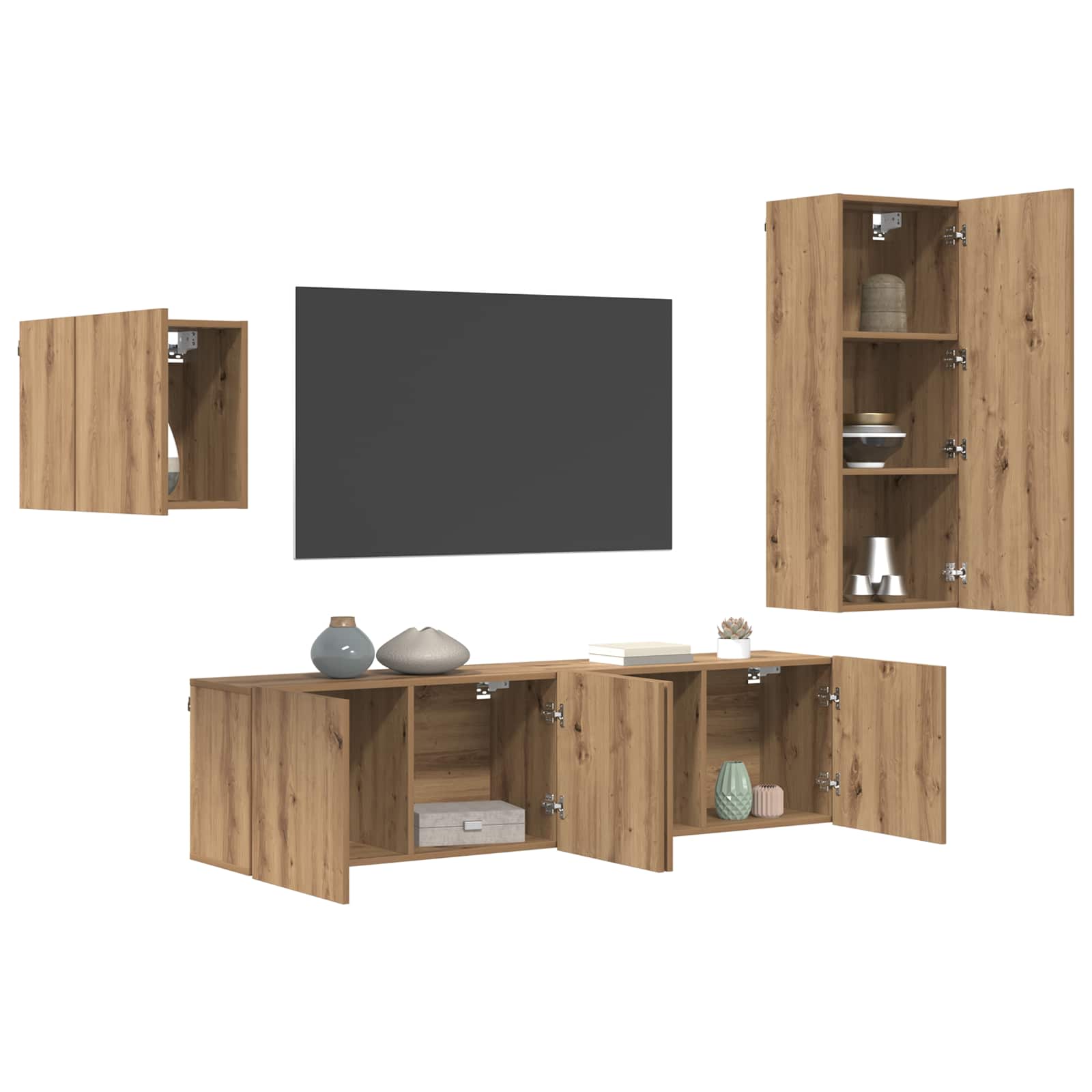 Meuble TV Montage mural 4 pcs Chêne artisanal Bois d'ingénierie - XIOS