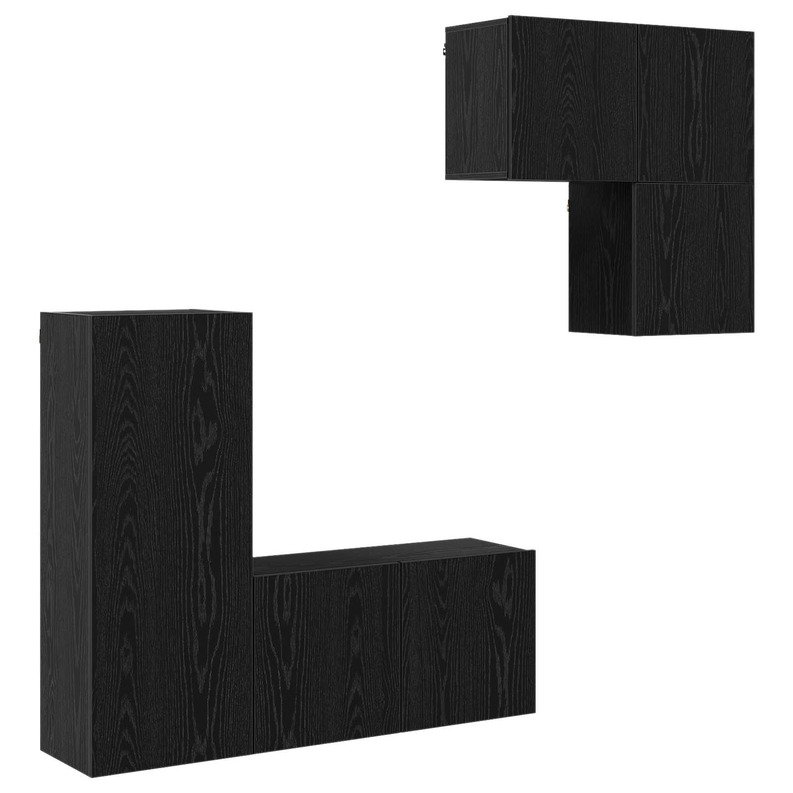 Meuble TV 4 pc Chêne noir Bois d'ingénierie