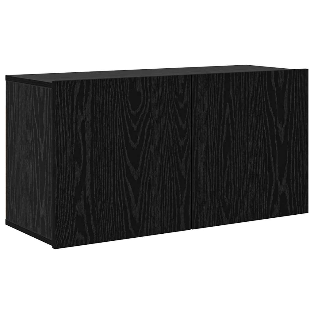 Unité murale de TV 4 pcs Chêne noir Bois d'ingénierie - XIOS