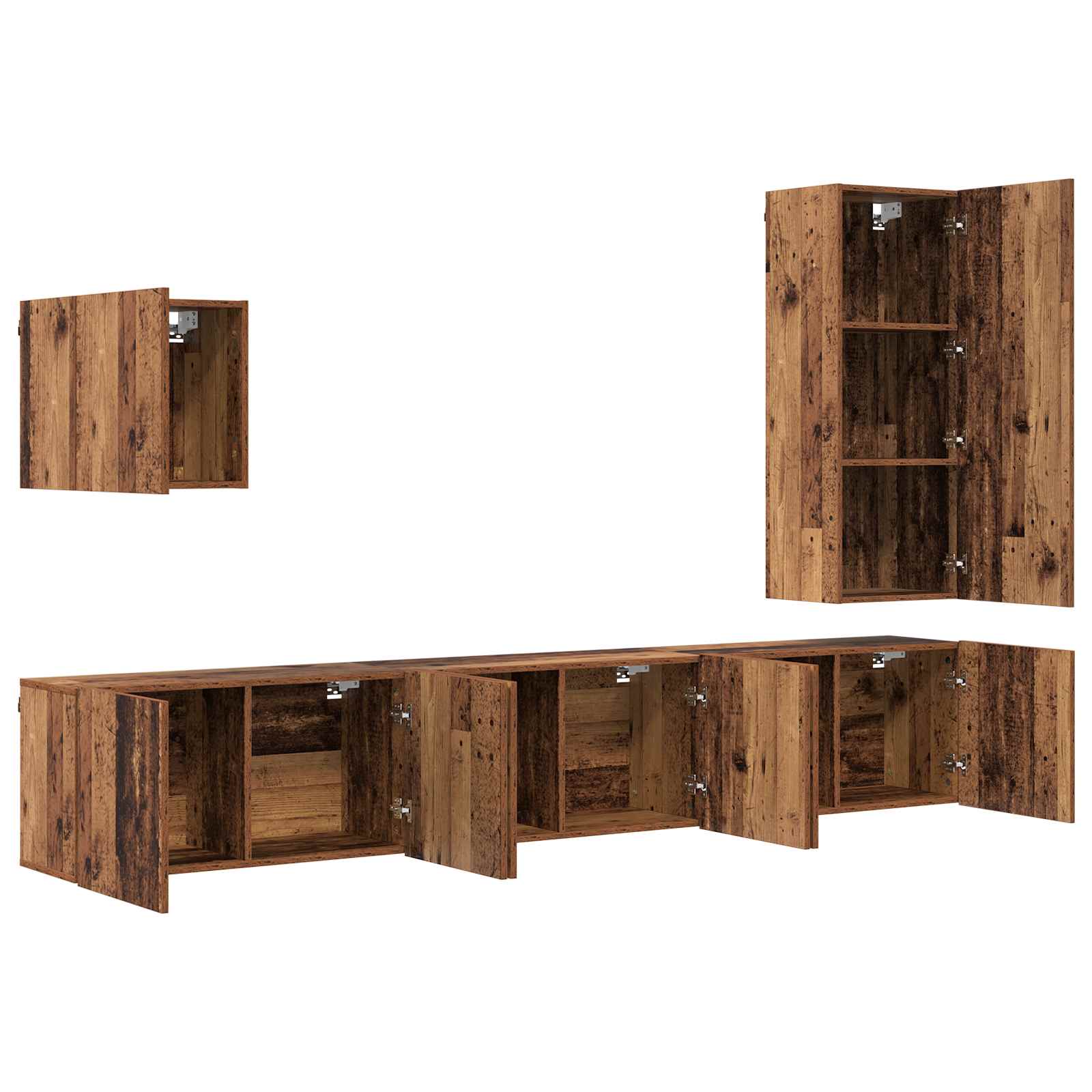Unité murale de TV 5 pcs Bois Ancien Bois d'ingénierie - XIOS