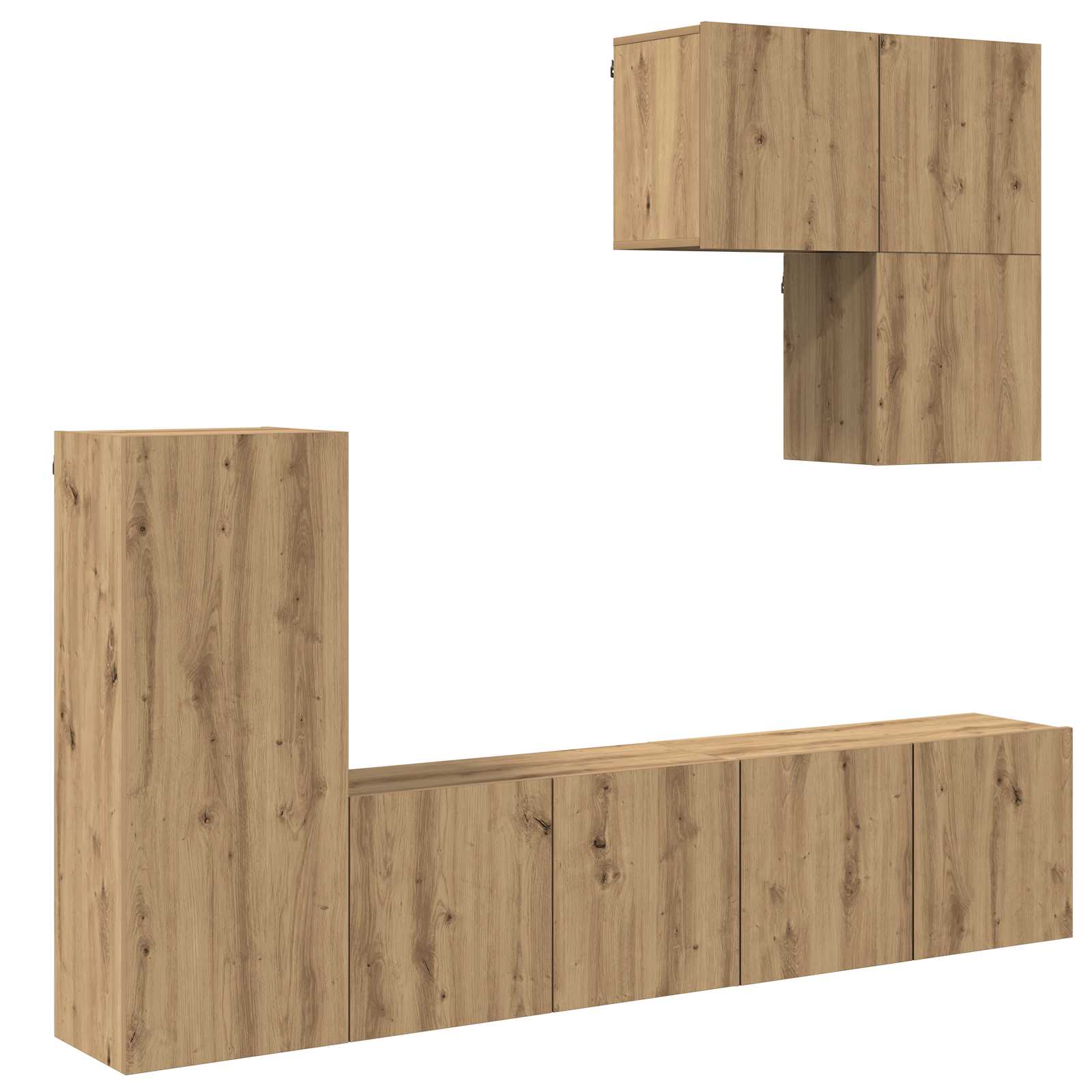 Unité murale de TV 5 pc Chêne artisanal Bois d'ingénierie