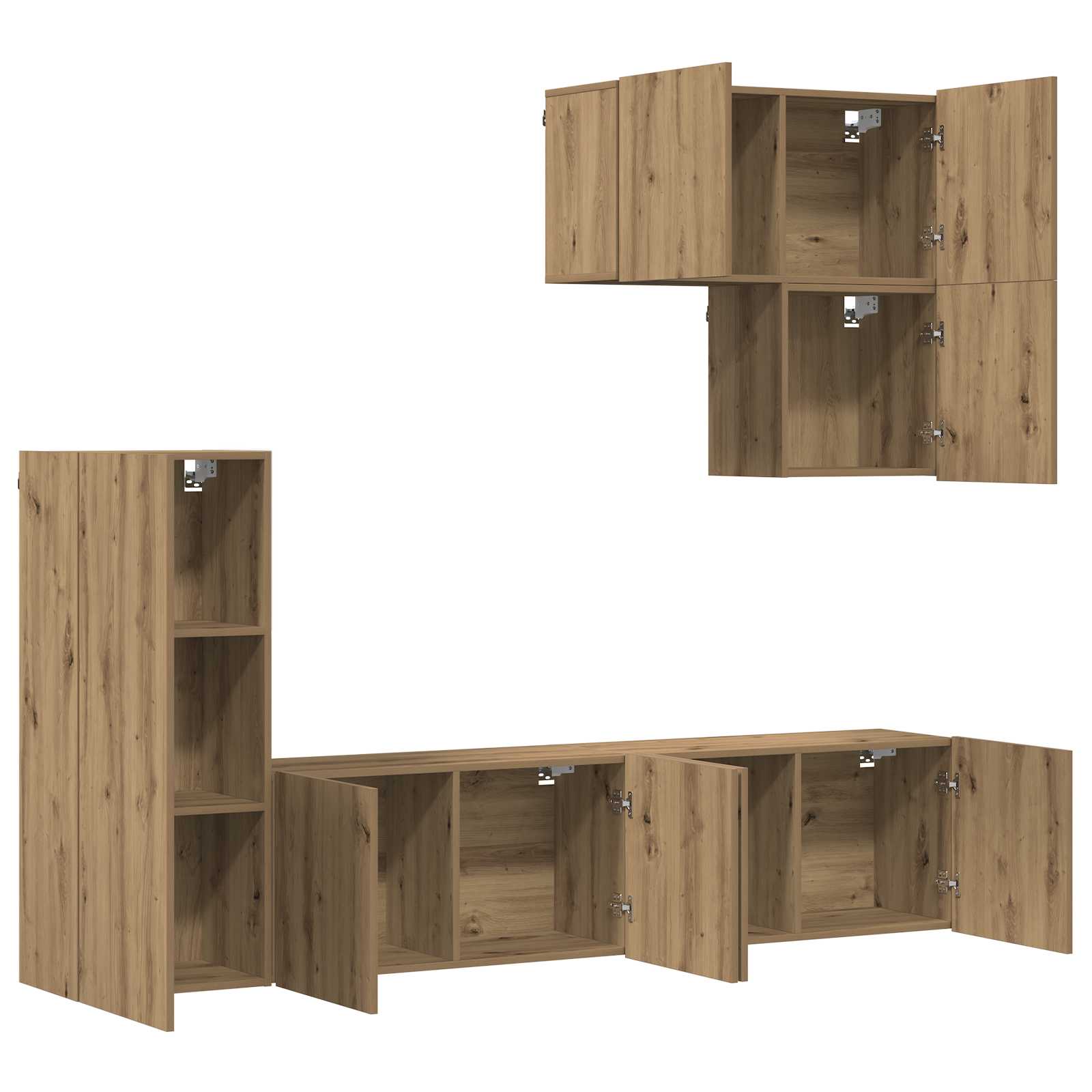 Unité murale de TV 5 pc Chêne artisanal Bois d'ingénierie