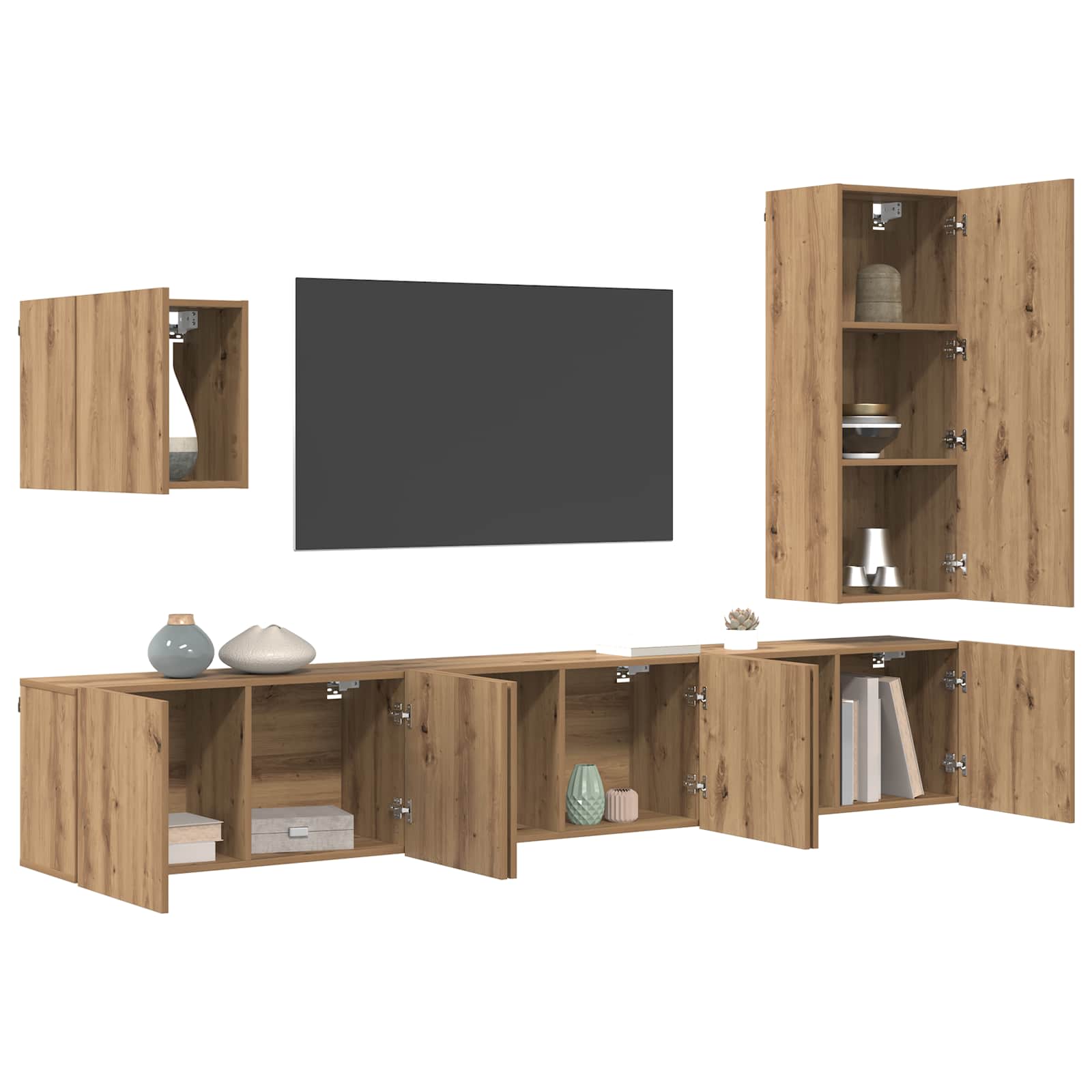 Unité murale de TV 5 pcs Chêne artisanal Bois d'ingénierie - XIOS