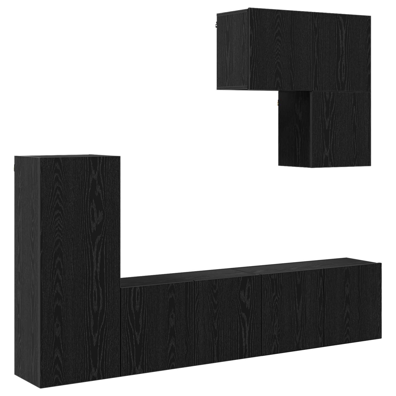 Unité murale de TV 5 pc Chêne noir Bois d'ingénierie