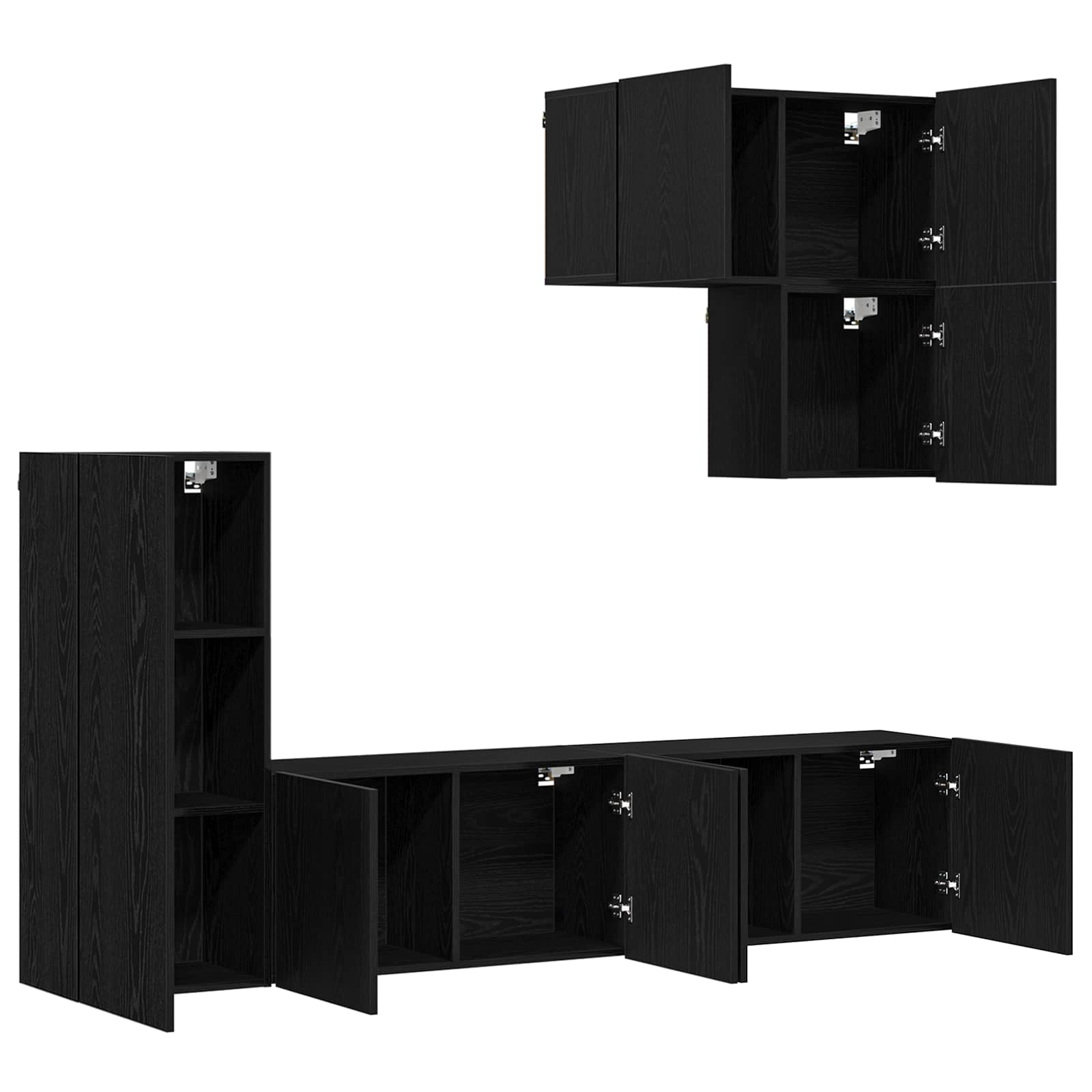 Unité murale de TV 5 pc Chêne noir Bois d'ingénierie