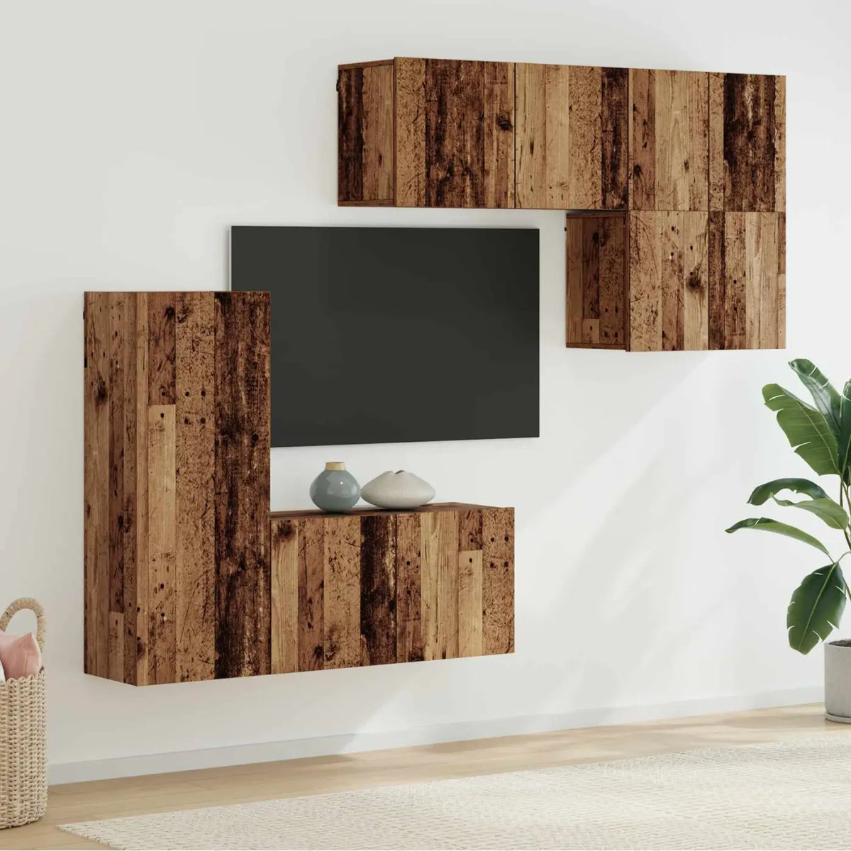 Unité murale de TV 5 pc Bois Ancien Bois d’ingénierie - XIOS