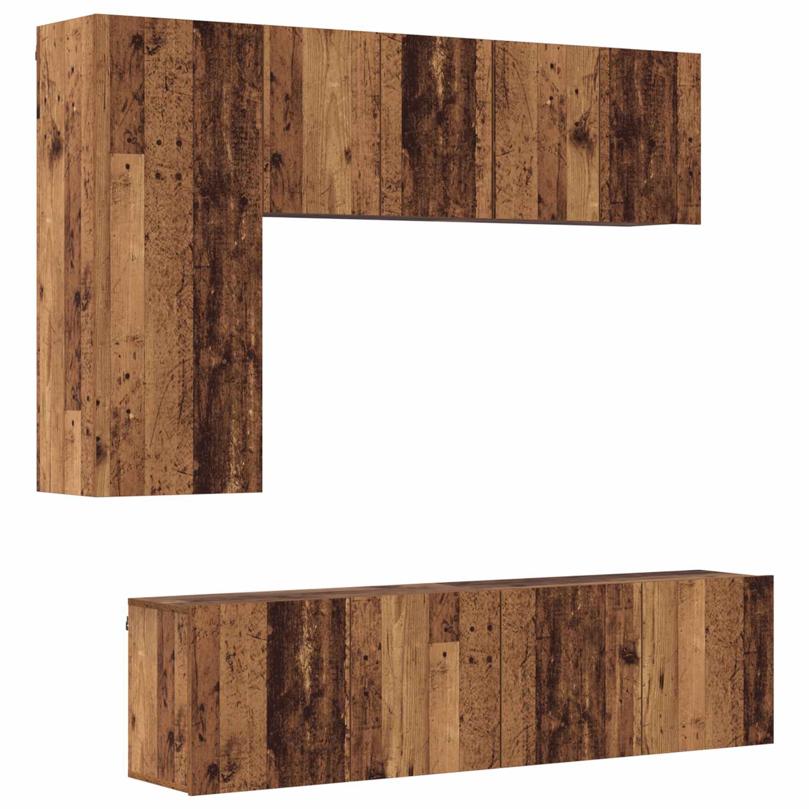 Unité murale de TV 5 pcs Bois Ancien Bois d'ingénierie - XIOS