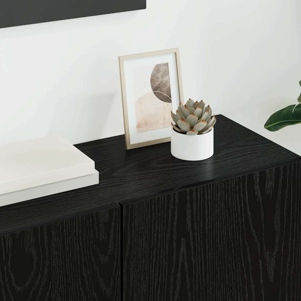 Unité murale de TV 5 pcs Chêne noir Bois d'ingénierie - XIOS
