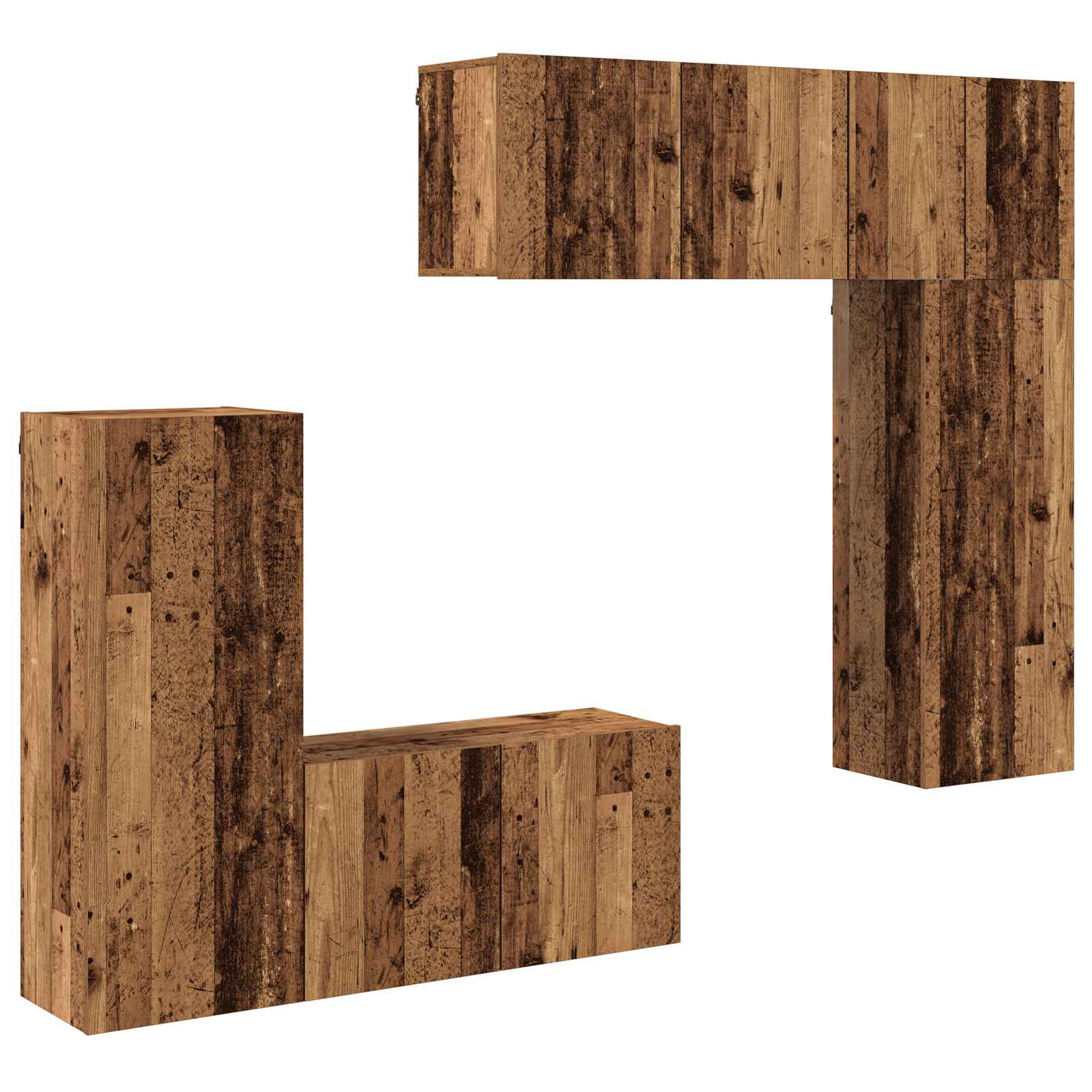 Unité murale de TV 5 pcs Bois Ancien Bois d'ingénierie - XIOS