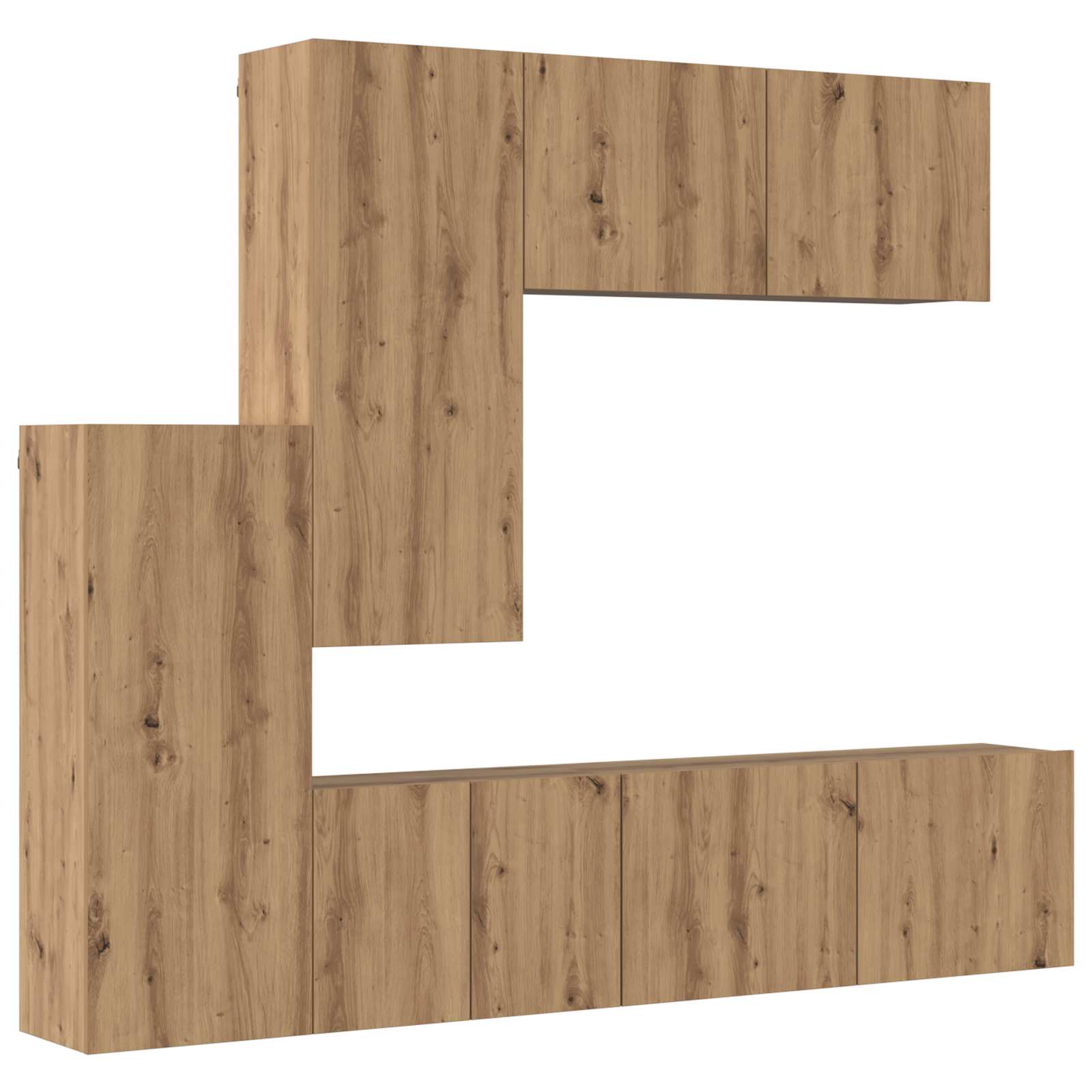 Unité murale de TV 5 pc Chêne artisanal Bois d'ingénierie