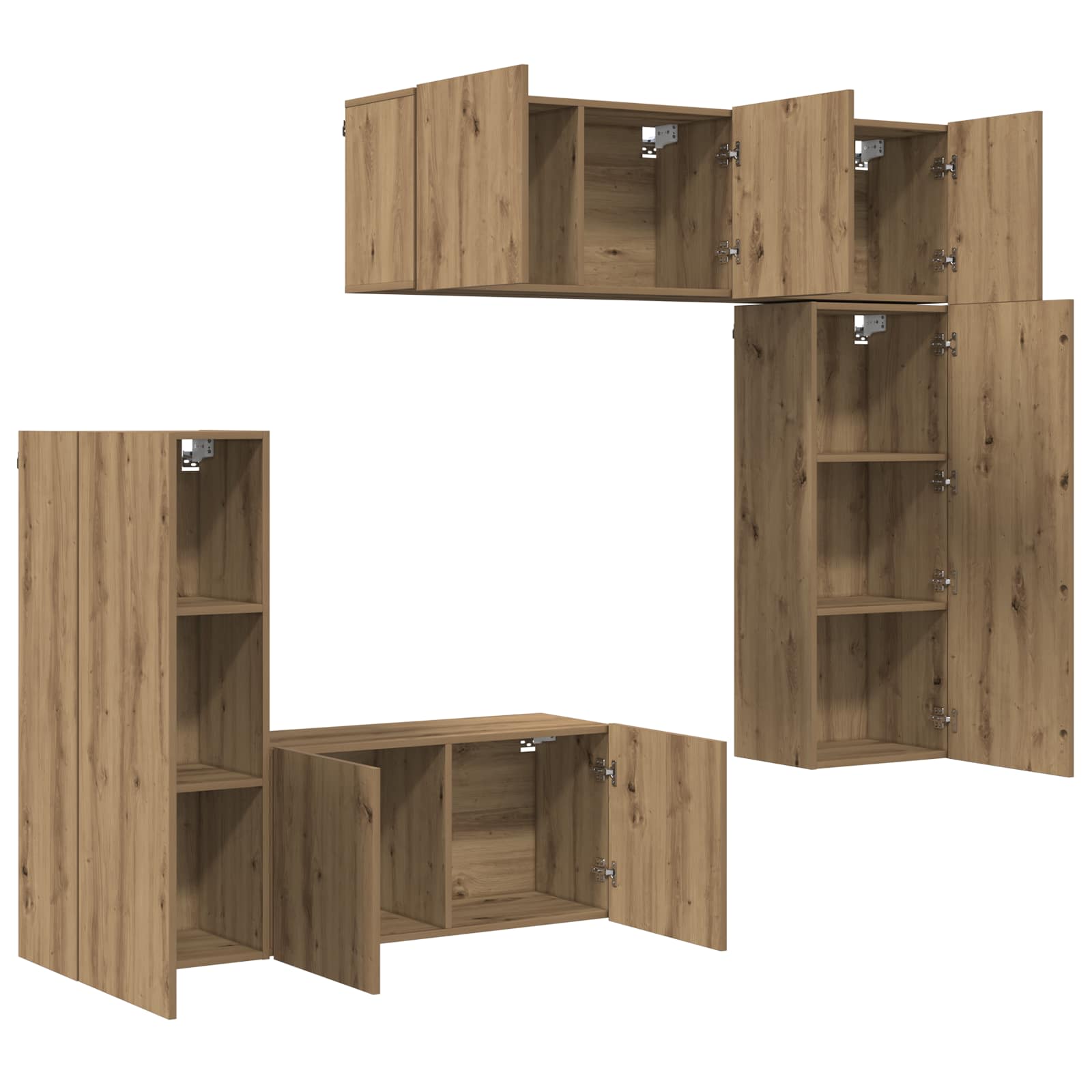 Unité murale de TV 5 pc Chêne artisanal Bois d'ingénierie