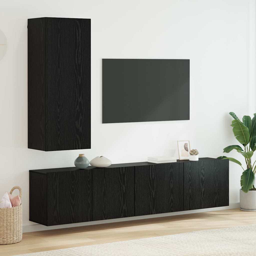 Ensemble de meuble TV mural 5 pcs Chêne noir Bois d'ingénierie - XIOS