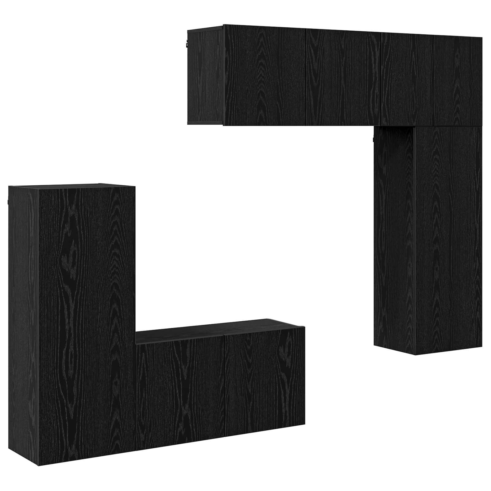 Unité murale de TV 5 pc Chêne noir Bois d'ingénierie