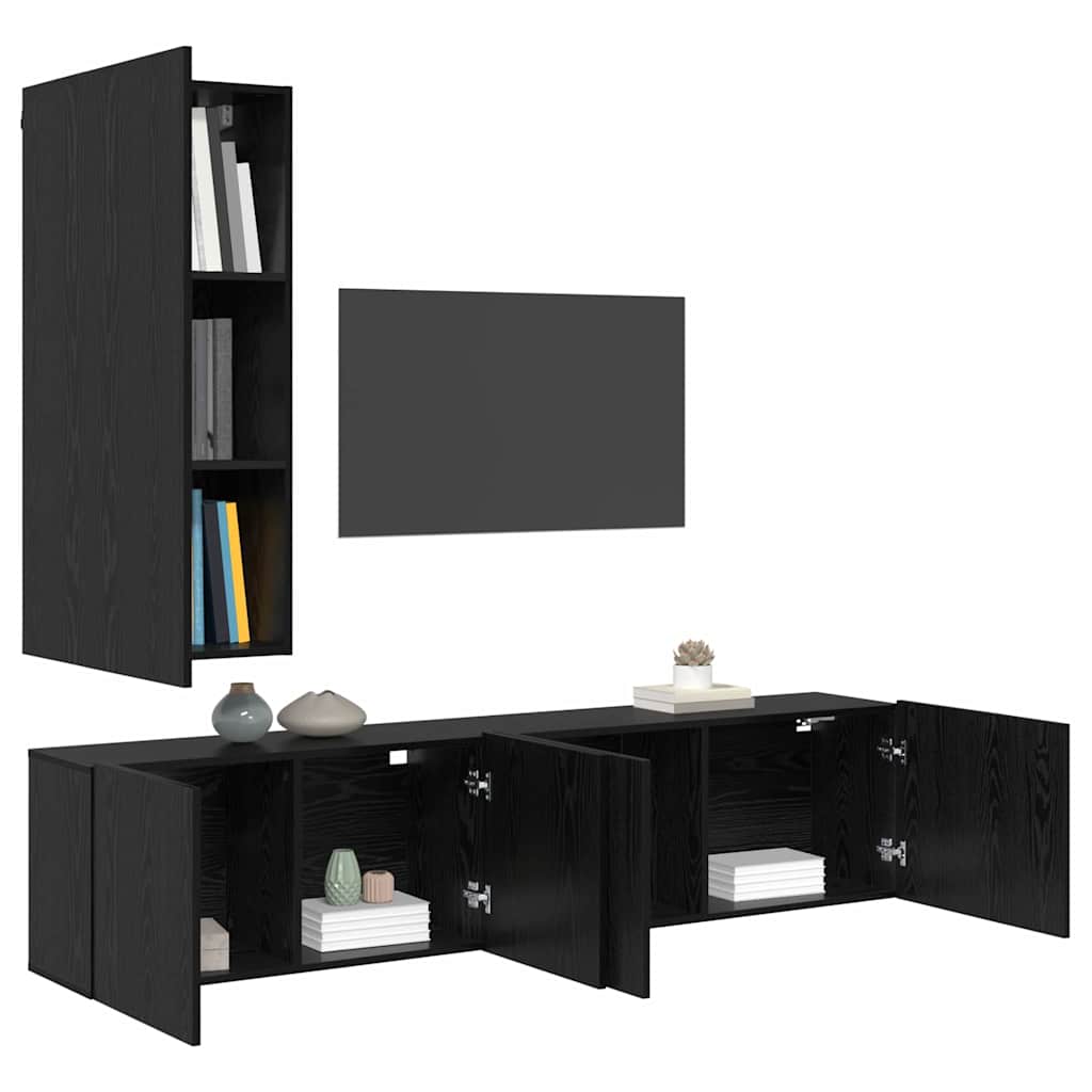 Ensemble de meuble TV mural 5 pcs Chêne noir Bois d'ingénierie - XIOS