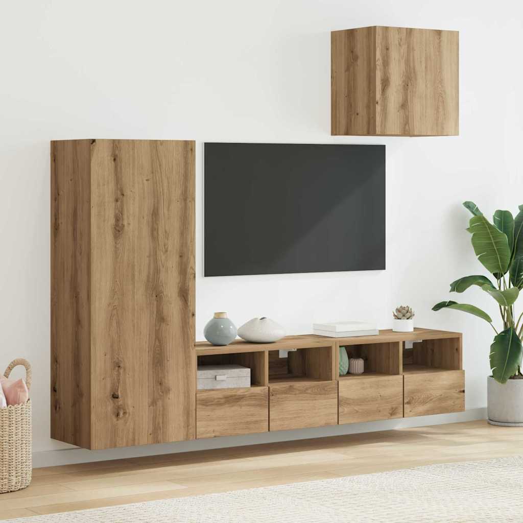 Meubles TV muraux 4 pcs Chêne artisanal Bois d'ingénierie - XIOS