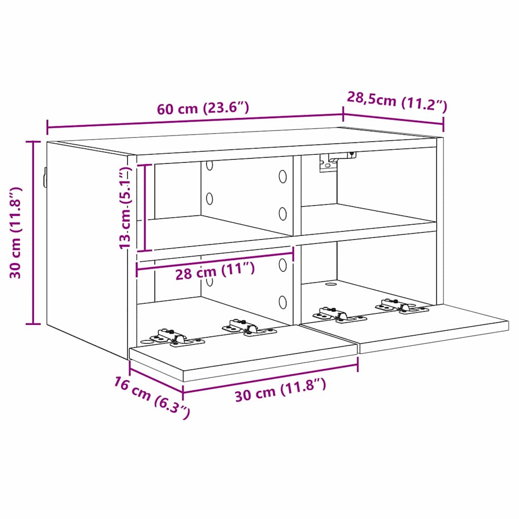 Meubles TV muraux 4 pcs Chêne artisanal Bois d'ingénierie - XIOS